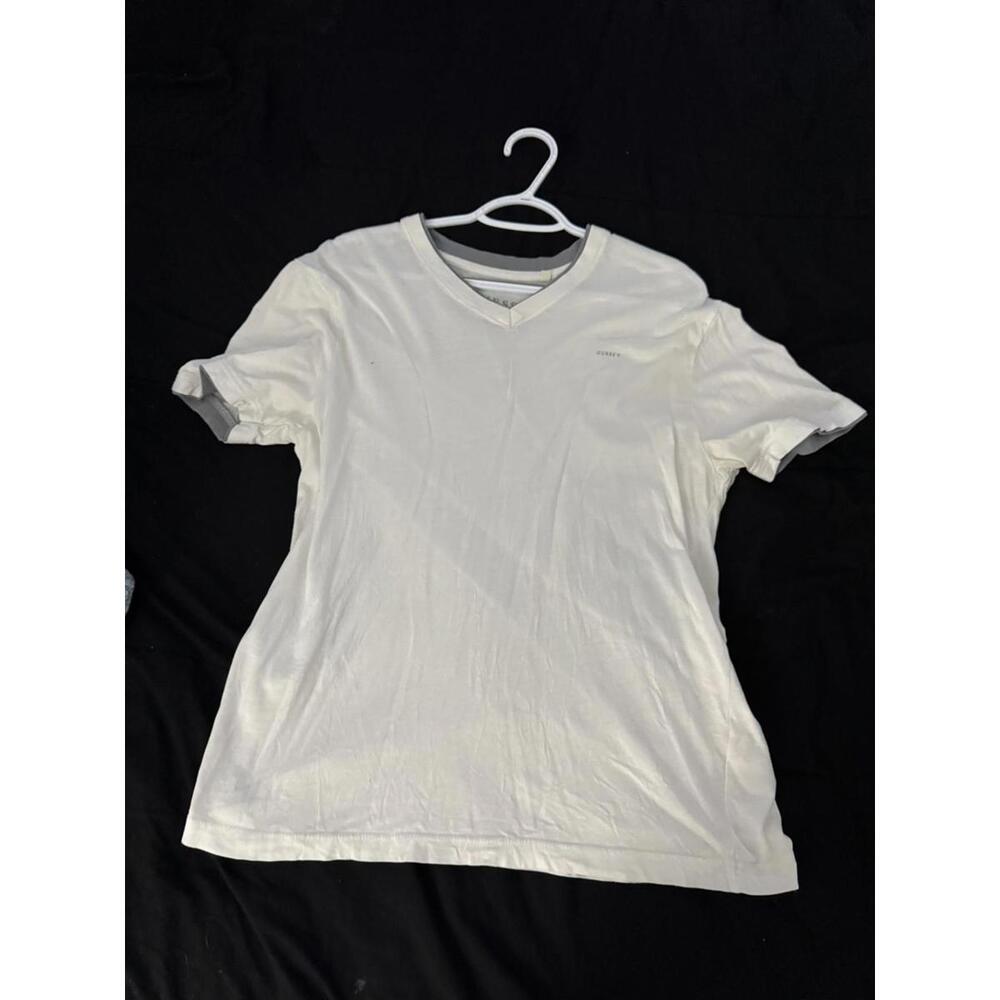 Casual White V-Neck T-Shirt by GUESS
